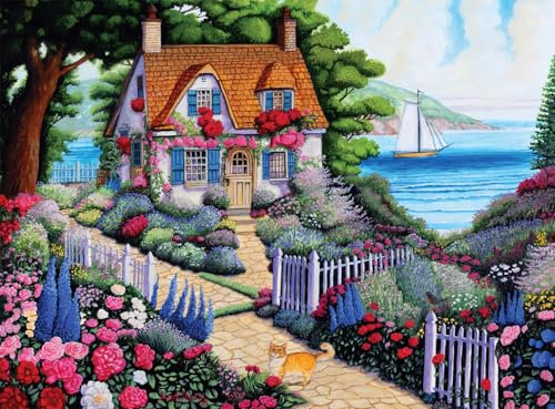 Buffalo Games - Country Life - Joseph Holodook - Seaside Cottage Garden - 1000 Piece Jigsaw Puzzle for Adults Challenging Puzzle Perfect for Game Nights
