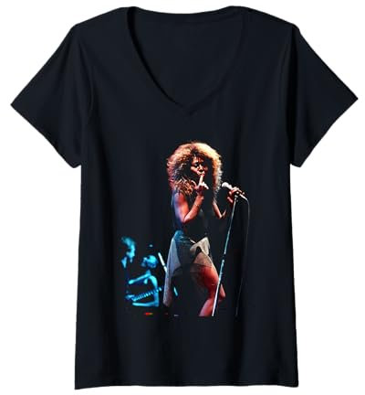 Womens Tina Turner Performing Live 1990 V-Neck T-Shirt