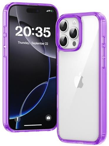 Voyahülle Clear Case for iPhone 16 Pro, Ultra Thin, Shockproof TPU Cover, Anti-Yellowing, Crystal Clear, Phone Case for Apple iPhone 16 Pro - Purple