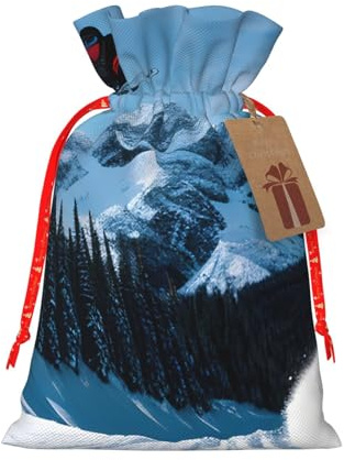 Weihnachtstasche mit Snowboard-Aufdruck, festlicher Geschenksack, Weihnachts-Kordelzug, Party-Dekoration, Geschenk