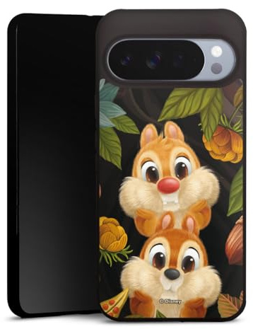 Premium Silikon Hülle kompatibel mit Google Pixel 10 Pro XL Handyhülle schwarz Case Disney Chip und Chap Offizielles Lizenzprodukt
