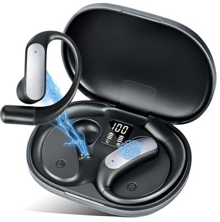 Cuffie traduttori intelligenti, 140 lingue con cuffie di traduzione ENC/App in tempo reale, Bluetooth 5.4 Translator Earbuds, auricolari aperti 3 in 1 per viaggi, affari, apprendimento (nero)