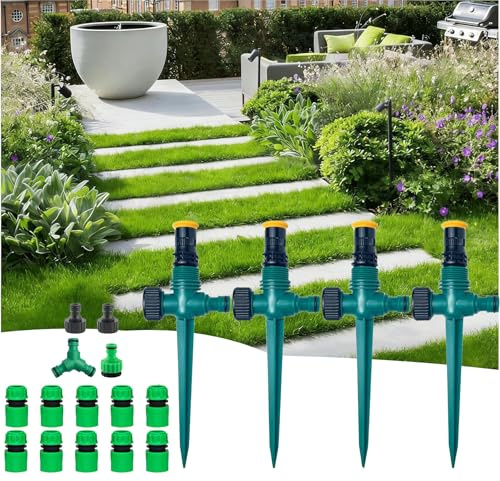 4 STK 360° Drehbarer Gartensprenger, Rasensprenger Garten Sprinkler | Bewässerungssystem Gartensprenger Auto mit Schlauchkupplung1/2 und Y, Wassersprenger Einstellbar für Outdoor, Garten, Rasen