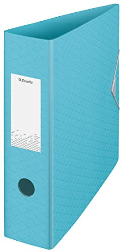 Esselte A4-Ordner, 500 Blatt Kapazität, 82 mm Rückenbreite, leichtgewichtiger A4-Ordner für Zuhause/Büro, zur Schreibtischorganisation, Colour'Breeze Serie, Blau, 626217