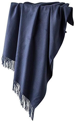 Dolamen Unisex Damen Herren Schal Schlauchschal mit Fransen, Winter Feinstrick Halstücher Stolen Umschlagtücher Schal, Warmes Halstuch für Business (78.74 * 27.56 zoll (200cm*70cm), Marine)