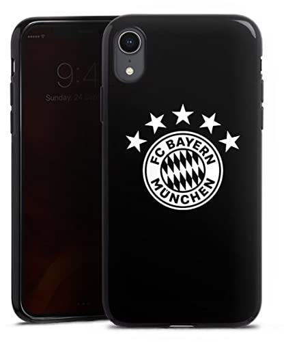 Silikon Hülle kompatibel mit Apple iPhone Xr Case schwarz Handyhülle FC Bayern München transparent FCB
