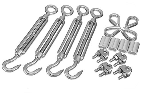 Aexit Wire Rope Aluminum Sleeve Clip Thimble M6 Thread Hook Eye Turnbuckle Hardware Kit 4 Sets (b818817226408dff2e3b6bdb71ec3a48)