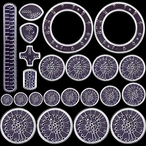 SevenMye 22 Teile Spirograph Zeichenset Spirograph-Set aus Kunststoff Spiral Designer Multifunktionales Spirograph Zeichenspielzeug Set farbenfrohe Spiralbilder Kreatives Malschablonen