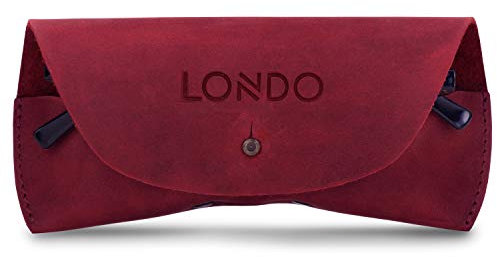 Londo Custodia per occhiali da vista e occhiali da sole in vera pelle con chiusura a bottone