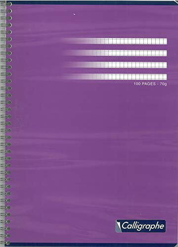 Calligraphe Clairefontaine 2407C - Packung mit 10 Heften Calligraphe mit Spiralbindung, DIN A4, kariert, 50 Blatt, 70g, farbig sortiert, 1 Pack