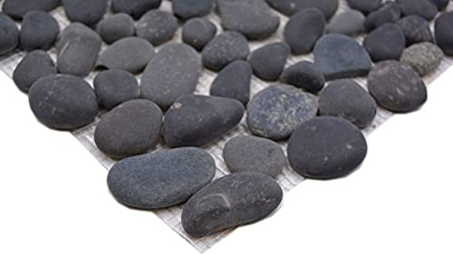 Handmuster Mosaik Fliese Flußkiesel Steinkiesel Kiesel gewölbt dunkelgrau MOS30-0208_m