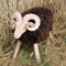 Lammfell Hocker Paul Modell 26 Holzschaf Sitz Fußablage aus Massivholz und Schaffell Braun