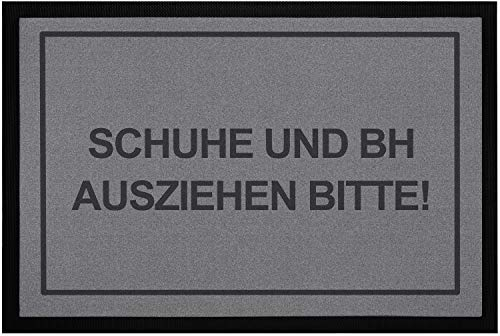 MoonWorks® Fußmatte mit Spruch Schuhe und BH ausziehen Bitte! lustig ironische Türmatte rutschfest & waschbar schwarz 60x40cm