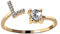 HIJONES Damen Anfangsbuchstabe Open Ring mit Zirkonia Stapelbaren Alphabet Verstellbaren Ringen Golden Brief L