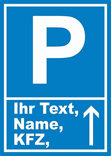 Parkplatz Aufkleber mit Wunschtext Pfeil nach oben A6 (105x148mm)