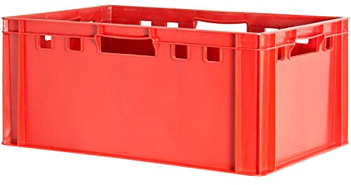 Kingpower 1 Stück E3 Fleischkiste Rot Kiste Eurobox Lebensmittelecht Metzgerkiste Box Aufbewahrungsbox Kunststoff Wanne Plastik Stapelbar Lagerkiste 60 x 40