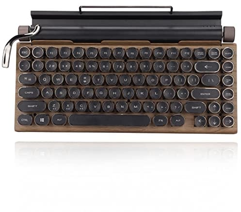 ciciglow 83 Tasten Retro-Schreibmaschinentastatur, Kabellose 2000mA Mechanische Tastatur mit Tablet-Ständer Einstellbare Helligkeit Gaming-Tastatur Mirco USB-Schnittstelle