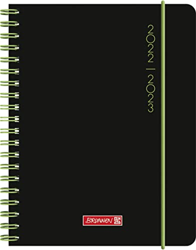 Brunnen Schülerkalender „Plain Black“ 2022/2023 A6 2 Seiten = 1 Woche, 1071855123
