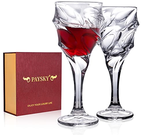 Paysky Lot de 2 verres à vin en cristal de 325 ml avec coffret cadeau de luxe - Cadeau de mariage pour homme ou femme