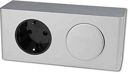 Möbel-Steckdose mit Lichtschalter - Einbausteckdose aus hochwertigem Kunststoff ideal fürs Schlafzimmer, als Tischsteckdose oder Unterbausteckdose mit 1-fach Steckdosenelement Schalter