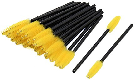 Ruilogod Einweg-Mascara-Pinsel, Wimpernverlängerung, Augenbrauen, Kosmetik, Make-up, Gelb, 25 Stück