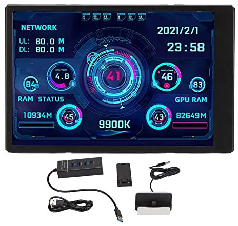 FAEG 3.5 Inch IPS USB Mini Screen, Computer Temp CPU RAM Data Monitor, PC Sensor Panel Display, USB IPS LCD Screen Display Monitor, Support 360 Degrees Rotation, for Computer Case