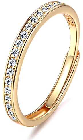 JeweBella Ringe Frauen Verstellbare Ring Silber 925 Damen Zirkonia Eheringe Verlobungsring Trauringe Antragsring 2.5MM Ring Damen Schmuck