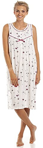 Camille Womens Lightweight Nightdress - Sleeveless Poppy Print Nighties - Comfortable & Breathable Summer Sleepwear with Button Front Fastening