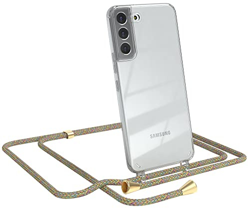 EAZY CASE Handykette kompatibel mit Samsung Galaxy S22 Plus 5G Handyhülle mit Umhängeband, Handykordel mit Schutzhülle, Silikonhülle, Hülle, Stylische Kette für Smartphone, Rainbow