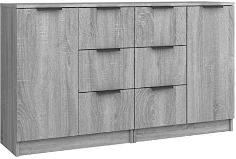 vidaXL Sideboards 2 pcs Grey Sonoma 60x30x70 cm Engineered Wood