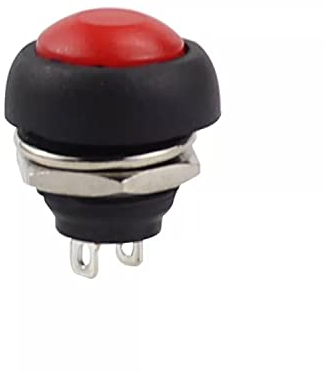 Pulsador redondo de 12 mm, interruptor de presión para bricolaje, CA 1,5 A/230 V, 12 V, sin momentos, color rojo