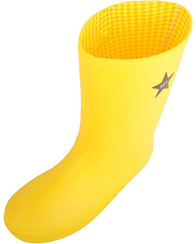 Stivali di gomma per bambini, facili da infilare, impermeabili, con stella sul lato, Giallo, 34 EU