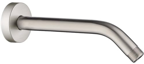 BRIGHT SHOWERS Shower Arm with Flange 10 Inches Solid Brass Shower Head Extension Arm, Wall Mounted Shower Pipe Arm for Rainfall Shower Head and Handheld Showerhead, Brushed Nickel
