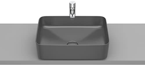 Roca A327530640 Inspira Square Lavabo FINECERAMIC® Sobre Encimera, Color ONYX