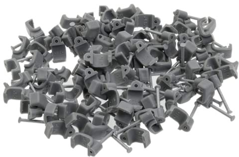 2.5mm T&E (10x5) Cable Clips, Grey, 100 Pack, With 2.5 Cm Long Pin By Reulin