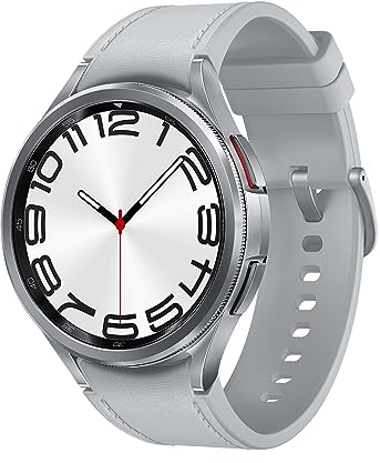 Samsung Galaxy Watch6 Classic Smartwatch, Gesundheitsfunktionen, Fitness Tracker, Schnell ladender Akku, Bluetooth, 47 mm, Silber, Inkl. 36 Monate Herstellergarantie [Exklusiv bei Amazon]