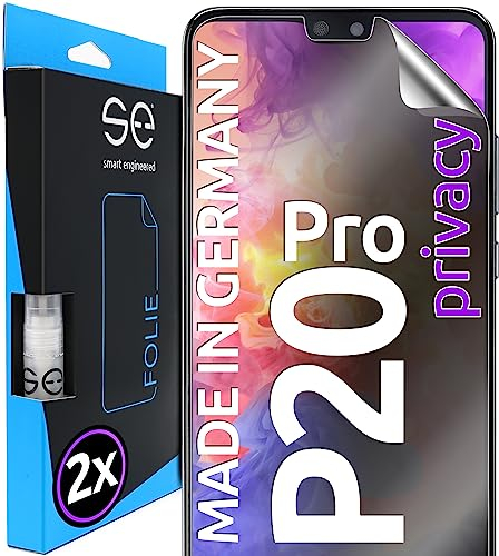 2x se® 3D SCHUTZFOLIE Privacy für Huawei P20 Pro,Blickschutz, 100% Fingerabdruck & FaceID kompatibel, einfache blasenfreie Installation, Ultra-Klar, Stoß-Kratzfest, aus Deutschland