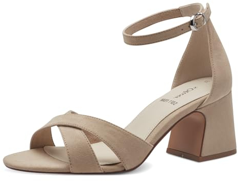 s.Oliver Damen Sandalen mit Absatz mit verstellbarem Riemchen Elegant, Braun (Taupe), 37 EU