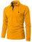 KUNJLELP Men's Regular-Fit Polo Shirt Long Sleeve Giraffe Embroidere Golf Polos 100% Cotton,Yellow,M