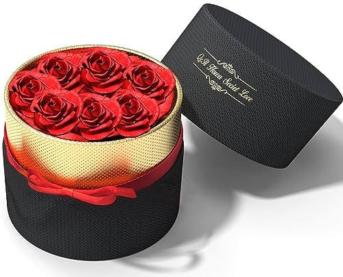 Exporee 7 Pezzi Rosa Eterna Fatta a Mano Rosa Stabilizzata Confezione Regalo Rose Mai Appassite Fiore Eterno per Amante Regalo per lei San Valentino Festa della Mamma Compleanno o Natale