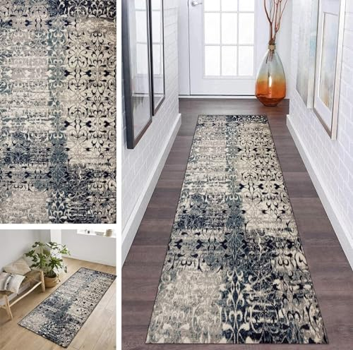 ZDYHMrj 3D Vintage Läufer Teppich Lang Flur rutschfest Waschbar 120X300CM Küche Abstract Korridor TeppichLäufer für Flur Schlafzimmer Wohnzimmer Polyester Teppichmatte, Anpassbar Küchenteppich