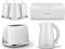 Tower Solitaire White 1.5L 3KW Jug Kettle, 2 Slice Toaster Bread Bin & Tea, Coffee, Sugar Canisters. Matching Contemporary Design Kitchen Set of 6 in White