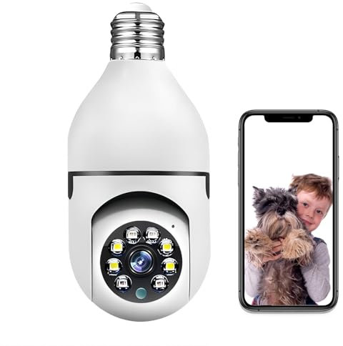 Mengshen Cámara De Seguridad con Bombilla De 3MP, Inalámbrico De 2,4 GHz Grado De 360 ° con Detección De Movimiento Visión Nocturna Conversación De 2 Vías para El Hogar Al Aire Libre En Interiores