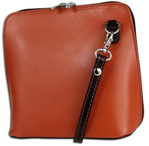 Toscanto Damen Umhängetasche Schultertasche Leder Tasche Cognac braun OTT109UO Leder Schultertasche