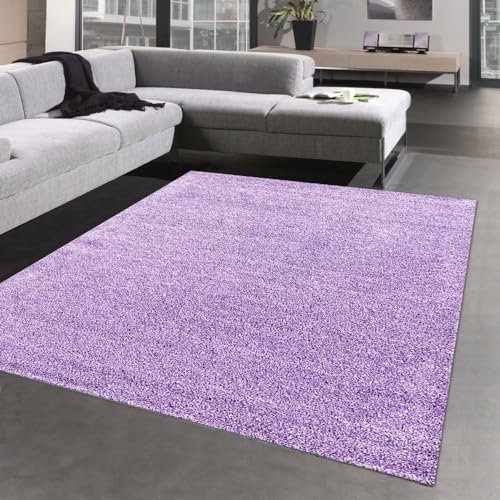 CARPETIA Modernes Wohndesign in Flieder: Luxuriöser Hochflor-Teppich Größe 140 x 200 cm