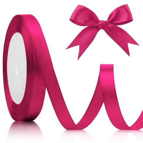 Geschenkband Rosa 10mm, 22 Meters Schleifenband Dekoband Weihnachten Satinband Stoffband Dirndl Schleife zum Schnüren Pink