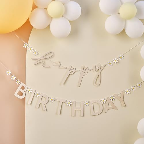 Ginger Ray Gänseblümchen-Blumen „Happy Birthday Buchstabenbanner, Wimpelkette, Hängedekoration, 1,5 m Pastel