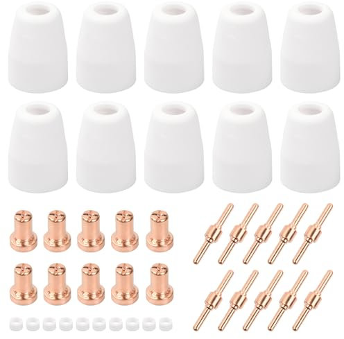 Granvoo 40pcs Ricambi Taglio Plasma, Ugelli per Taglierina al Plasma, Taglio Elettrodi Accessori, Punta Estesa Consumabili, Ricambi Ceramica, PT31 Taglio Plasma Torcia, per PT-31 CUT40 LGK40