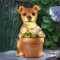 Muldale Solar Dog Garden Ornaments - Digby the Dog - Hand Painted Bright Solar Lights for Garden Outdoor Decor, Illuminating Floral Pot