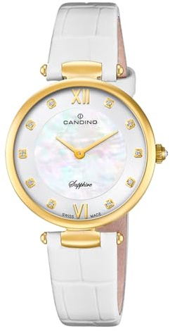 Candino Damenuhr Leder weiß Elegance Armbanduhr UC4670/3 Analoguhr